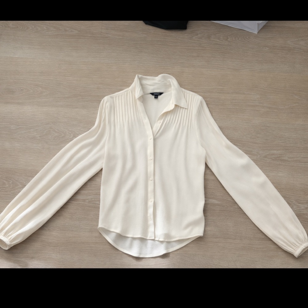 Express Cream Button Down Shirt - image 2